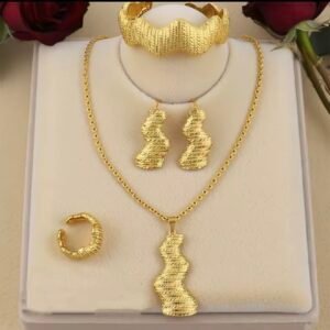 Gold Pendant Necklace & Earrings Set