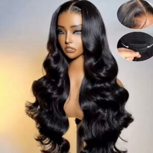 Black Body Wave Wig with Bangs