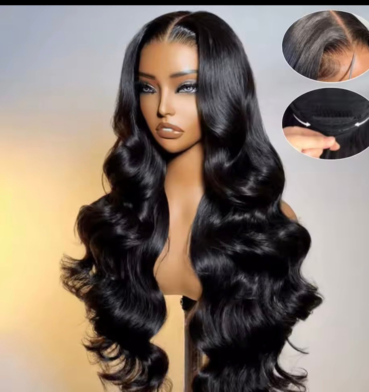 Black Body Wave Wig with Bangs